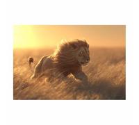 CUDAOO Lion peinture murale sur toile Ombre de Lions Courants pour Le Bureau à Domicile Décoration Moderne(marron153)-60x80cm Sans cadre