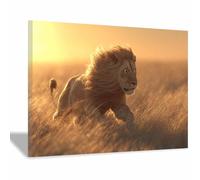 CUDAOO Lion peinture murale sur toile Ombre de Lions Courants pour Le Bureau à Domicile Décoration Moderne(marron153)-70x100cm Encadrée