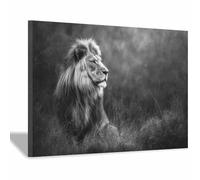 CUDAOO Lion peinture murale sur toile Ombre de lions pour Le Bureau à Domicile Décoration Moderne(gris63)-60x80cm Encadrée