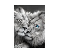 CUDAOO Modernes Motifs Lion Tableaux Muraux Couple de lions affectueux Salon Chambre Déco Poster(noir)-60x90cm Sans cadre