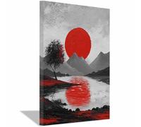 CUDAOO Noir et blanc Impression sur Toile Le soleil se reflète sur les lacs Peinture Tableaux,Muraux,pour Bureau Couloir Salle de bain Déco Chambre Salon(Noir et blanc)-20x30cm Encadrée