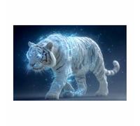 CUDAOO Peinture sur toile représentant des animaux tigre affiches et impressions HD Tigre à l'éclat spirituel décoration murale pour salon(Bleu pâle149)-40x60cm Sans cadre