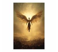 CUDAOO Peinture Sur Toile Tableau Ailes Ailes Dorées de la Cité Céleste Affiches et Gravures, S'applique à Tableau Decoration Murale Chambre Salon Maison Deco Cuisine(doré)-20x30cm Sans cadre