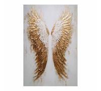 CUDAOO Peinture Sur Toile Tableau Ailes Peintures d'Ailes Dorées et Blanches Affiches et Gravures, S'applique à Tableau Decoration Murale Chambre Salon Maison Deco Cuisine(doré)-20x30cm Sans cadre