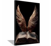 CUDAOO Peinture Sur Toile Tableau Ailes Radiance des Ailes du Livre Affiches et Gravures, S'applique à Tableau Decoration Murale Chambre Salon Maison Deco Cuisine(Rouille Brown)-60x80cm Encadrée