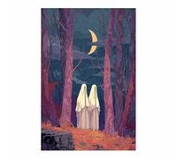 CUDAOO Poster d'horreur classique effrayant - Art mural d'Halloween Compagnon des esprits des forêts Décoration murale sur toile pour salon, chambre à coucher(light purple285)-60x80cm Sans cadre