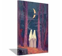 CUDAOO Poster d'horreur classique effrayant - Art mural d'Halloween Compagnon des esprits des forêts Décoration murale sur toile pour salon, chambre à coucher(light purple285)-60x90cm Encadrée