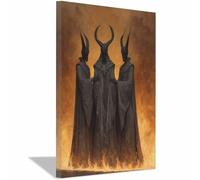 CUDAOO Poster d'horreur classique effrayant - Art mural d'Halloween Envoyé de l'enfer Décoration murale sur toile pour salon, chambre à coucher(jaune300)-60x80cm Encadrée