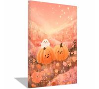 CUDAOO Poster d'horreur classique effrayant - Art mural d'Halloween Melons compagnons spiritueux Décoration murale sur toile pour salon, chambre à coucher(Rose pâle252)-60x90cm Encadrée