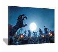 CUDAOO Poster d'horreur classique effrayant - Art mural d'Halloween Terreur Nocturne Décoration murale sur toile pour salon, chambre à coucher(Bleu brume96)-20x30cm Encadrée