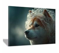 CUDAOO Poster Humoristique Animalier Tableau mural sur toile avec chien drôle Toile au-dessus de la tête pour salle de bain, moderne pour la maison(marron)-40x60cm Encadrée