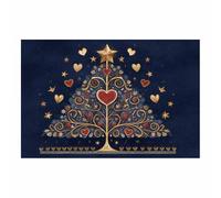 CUDAOO Tableau sur Toile Paysage Hivernal Impression HD Arbre Saint Cœur pour Salon, Bureau ou Cadeau - Art Festif Toute l'Année(Cacher le bleu149)-20x30cm Sans cadre
