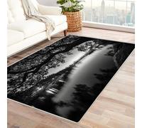 CUDAOO Tapis de Salon Imprimé Coloré Ancre de la Baie Nocturne Tapis de Salon, Chambre Adulte Salle à Manger Bureau(Noir et Blanc)-150x180cm