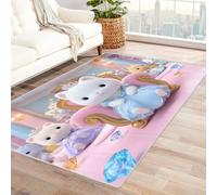 CUDAOO Tapis de Salon Imprimé Coloré Chat Princesse pour Salon, Chambre, Bureau(Rose pâle)-120x150cm