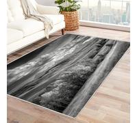 CUDAOO Tapis de Salon Imprimé Coloré Collines et vallées tranquilles Tapis de Salon, Chambre Adulte Salle à Manger Bureau(Noir et Blanc)-150x240cm
