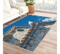 CUDAOO Tapis de Salon Imprimé Coloré Construction de Pigeon Blanc pour Salle de Bain, Cuisine(Bleu)-240x300cm