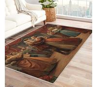 CUDAOO Tapis de Salon Imprimé Coloré Danse de Palais pour Salle de Bain, Cuisine(Rouge)-150x240cm