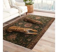 CUDAOO Tapis de Salon Imprimé Coloré Deux Tigres couchés Tapis de Salon, Chambre Adulte Salle à Manger Bureau(Vert)-210x300cm