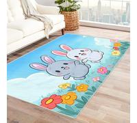 CUDAOO Tapis de Salon Imprimé Coloré Double Saut de Lapin pour Salle de Bain, Cuisine(Gris)-60x90cm