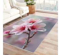 CUDAOO Tapis de Salon Imprimé Coloré Fleur de pêche en Poudre pour Salle de Bain, Cuisine(Couleur Rose)-240x300cm