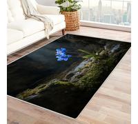 CUDAOO Tapis de Salon Imprimé Coloré Fleur d'étoile Bleue Tapis de Salon, Chambre Adulte Salle à Manger Bureau(Bleu)-240x300cm