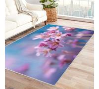 CUDAOO Tapis de Salon Imprimé Coloré Fleur d'étoile Rose pour Salle de Bain, Cuisine(Rose pâle)-90x120cm