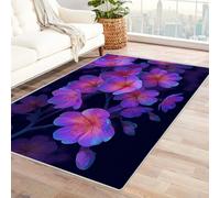 CUDAOO Tapis de Salon Imprimé Coloré Fleurs Violettes de Nuit pour Salle de Bain, Cuisine(La Couleur Violette)-60x90cm