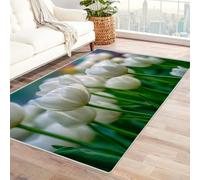 CUDAOO Tapis de Salon Imprimé Coloré Le Groupe Blanc pour Salon, Chambre, Bureau(Blanc)-150x210cm