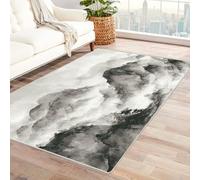 CUDAOO Tapis de Salon Imprimé Coloré Montagne Couleur d'encre pour Salon, Chambre, Bureau(Noir et Blanc)-240x300cm