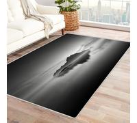 CUDAOO Tapis de Salon Imprimé Coloré Montagne dans l'eau pour Salle de Bain, Cuisine(Noir et Blanc)-150x180cm