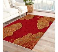CUDAOO Tapis de Salon Imprimé Coloré Motifs de Nuages de Bon augure pour Salle de Bain, Cuisine(Rouge)-150x210cm