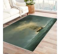 CUDAOO Tapis de Salon Imprimé Coloré Naufrage Tapis de Salon, Chambre Adulte Salle à Manger Bureau(Gris)-210x270cm