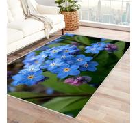 CUDAOO Tapis de Salon Imprimé Coloré N'oubliez Pas Les Fleurs Tapis de Salon, Chambre Adulte Salle à Manger Bureau(Bleu)-210x300cm