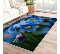 CUDAOO Tapis de Salon Imprimé Coloré N'oubliez Pas l'herbe Tapis de Salon, Chambre Adulte Salle à Manger Bureau(Bleu)-150x210cm