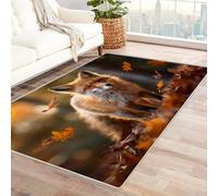 CUDAOO Tapis de Salon Imprimé Coloré Ombre de Renard d'automne pour Salon, Chambre, Bureau(Couleur Orange)-210x270cm