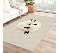 CUDAOO Tapis de Salon Imprimé Coloré Ombre du Corbeau Lunaire Tapis de Salon, Chambre Adulte Salle à Manger Bureau(Couleur Beige)-210x300cm