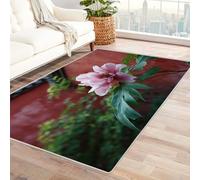CUDAOO Tapis de Salon Imprimé Coloré Pivoi Mur Rouge pour Salle de Bain, Cuisine(Rouge)-90x120cm