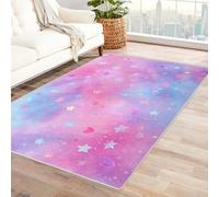 CUDAOO Tapis de Salon Imprimé Coloré Rêve d'étoile Rose Tapis de Salon, Chambre Adulte Salle à Manger Bureau(Polychrome)-90x120cm