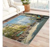 CUDAOO Tapis de Salon Imprimé Coloré Rue de Paris pour Salon, Chambre, Bureau(Bleu)-210x270cm