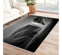 CUDAOO Tapis de Salon Imprimé Coloré Ruisseau en Chute Libre pour Salon, Chambre, Bureau(Noir et Blanc)-150x210cm