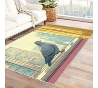 CUDAOO Tapis de Salon Imprimé Coloré Scène de fenêtre de Pigeon Tapis de Salon, Chambre Adulte Salle à Manger Bureau(Gris)-120x150cm