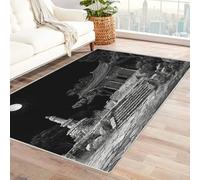 CUDAOO Tapis de Salon Imprimé Coloré Temple de la Nuit Lunaire pour Salle de Bain, Cuisine(Noir)-150x210cm