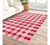 CUDAOO Tapis de Salon Imprimé Coloré Trois Chats Tapis de Salon, Chambre Adulte Salle à Manger Bureau(Rouge)-210x270cm