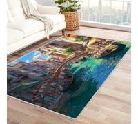 CUDAOO Tapis de Salon Imprimé Coloré Venise Tapis de Salon, Chambre Adulte Salle à Manger Bureau(Bleu)-180x240cm