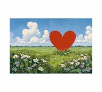 CUDAOO Toile chic en forme de cœur, décoration murale pour la Saint-Valentin Cœur d'herbes folles Pour le salon, la chambre ou le bureau - Utilisation(rouge17)-60x90cm Sans cadre