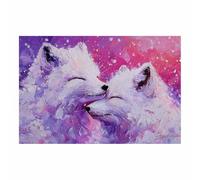CUDAOO Toile murale pour la Saint-Valentin Renard amoureux pour salon, chambre à coucher, bureau(violet)-20x30cm Sans cadre