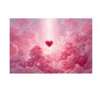 CUDAOO Toile Plate en 2D pour la Saint-Valentin Amours nuageuses Salon, Chambre à Coucher Décorations Romantiques(rouge)-70x100cm Sans cadre