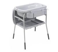Cuddle & Bubble baignoire à langer ergonomique avec un matelas et un réducteur souple, hauteur réglable, fermeture compacte, rangement pour les parents, max. 11 kg, Grey Melange, gris