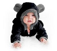 Cuddle Club Surpyjama en Polaire Bébé - du Nourrisson à 4 ans - Pyjama Fille et Garçon et Couverture Bébé ou Nid d’Ange en un ! - BearBlack2T
