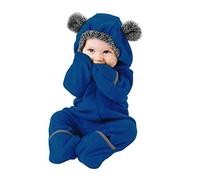 Cuddle Club Surpyjama en Polaire Bébé - du Nourrisson à 4 ans - Pyjama Fille et Garçon et Couverture Bébé ou Nid d’Ange en un ! - BearDarkBlue3-6m